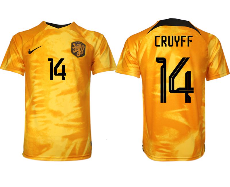 Cheap Men 2022 World Cup National Team Netherlands home aaa version yellow 14 Soccer Jersey
